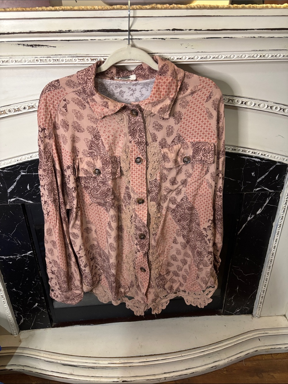 gimmicks by BKE Pink Paisley Button-Front Shirt Jacket